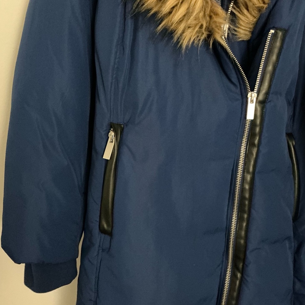 Roaman's Blue Jacket with Faux Fur - Picture 4 of 6